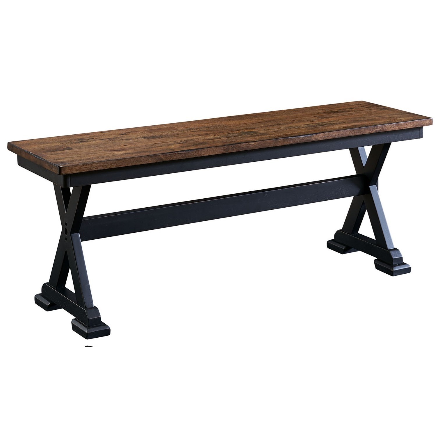 316317090 Rustic Solid Wood Dining Bench with Trestle Base Sadler's